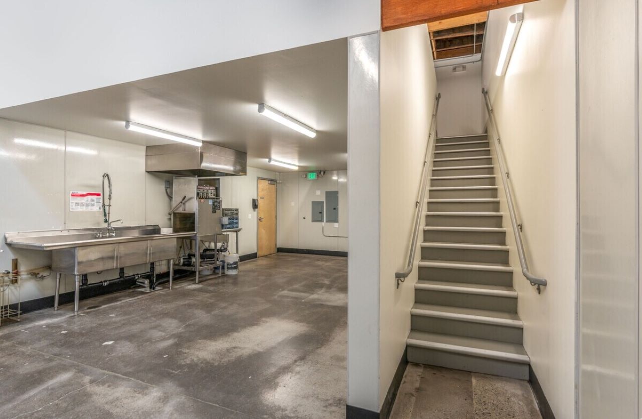 Fully Equipped Production Kitchen with Roll-Up Door, Dine-In Area, and Shared Patio One Block from SE Hawthorne Blvd.