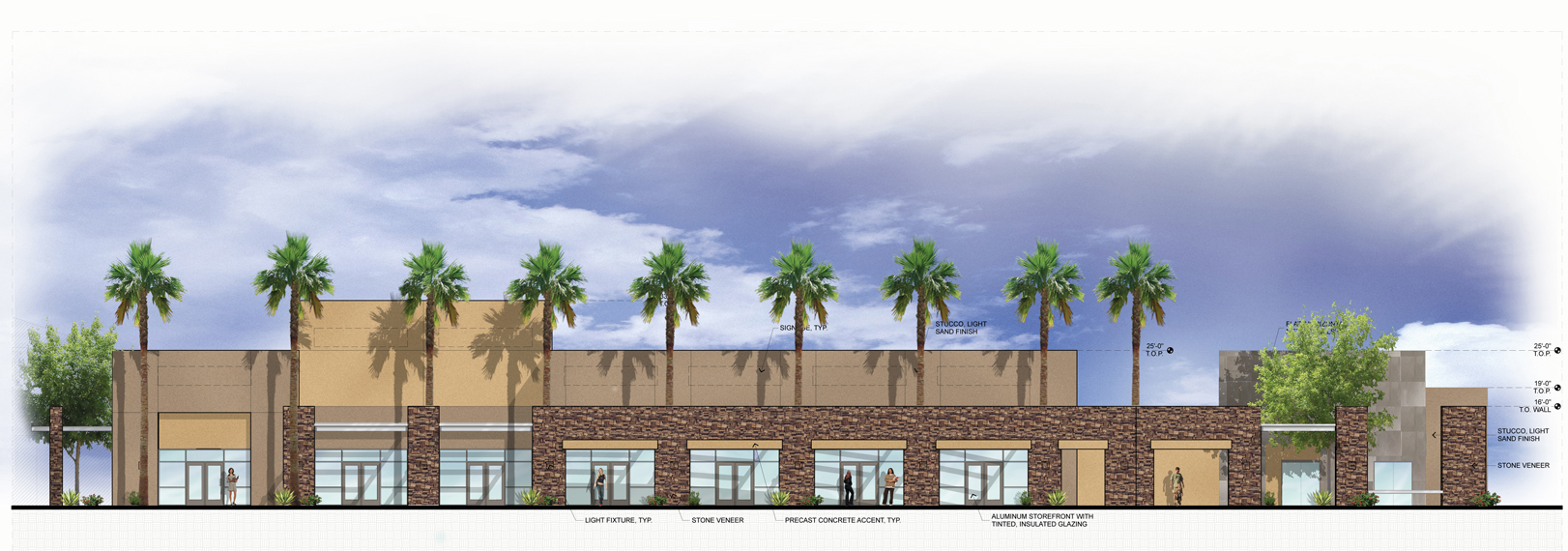 West and East endcap spaces proposed restaurant with ±1000 SF patios.