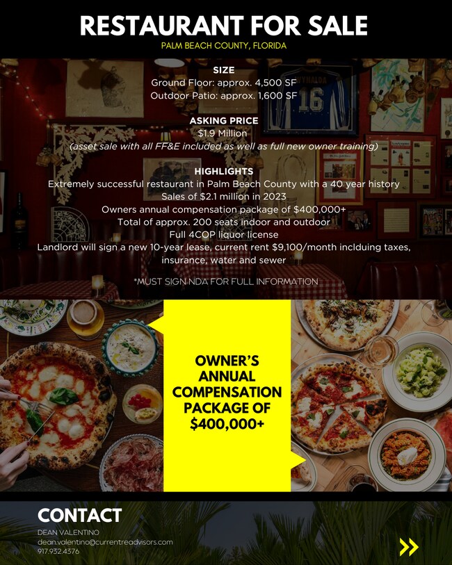 Full Restaurant for Sale in West Palm Beach, FL – 4,500 SF